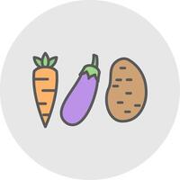 vegetales línea lleno ligero icono vector