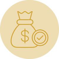 Cash Bag Line Yellow Circle Icon vector