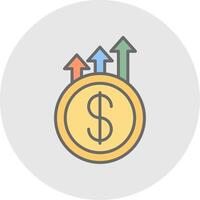 Earning Growth Line Filled Light Icon vector