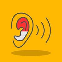 Ear Filled Shadow Icon vector