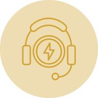 auriculares línea amarillo circulo icono vector