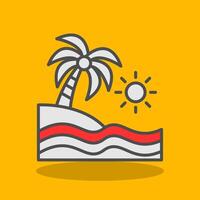 Beach Filled Shadow Icon vector