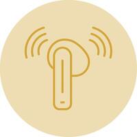 Earbud Line Yellow Circle Icon vector