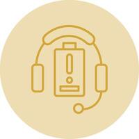 Headphones Line Yellow Circle Icon vector