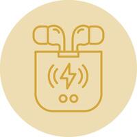 Earbuds Line Yellow Circle Icon vector