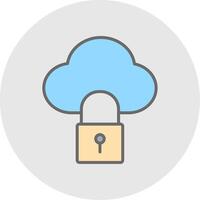 Cloud Lock Line Filled Light Icon vector