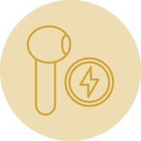 Earbud Line Yellow Circle Icon vector