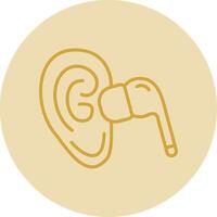 Earbud Line Yellow Circle Icon vector