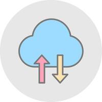 Cloud Data Transfer Line Filled Light Icon vector