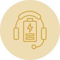 Headphones Line Yellow Circle Icon vector