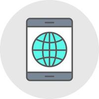 Earth Globe Line Filled Light Icon vector