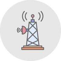 Signal Tower Line Filled Light Icon vector