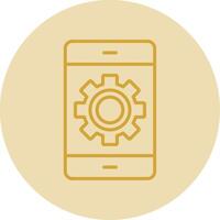 teléfono inteligente línea amarillo circulo icono vector