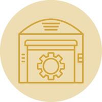 Warehouse Line Yellow Circle Icon vector