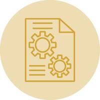 Cogwheels Line Yellow Circle Icon vector