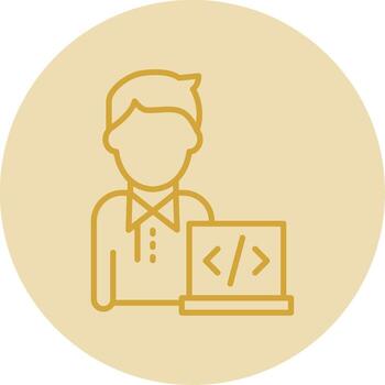 Programmer Line Yellow Circle Icon vector