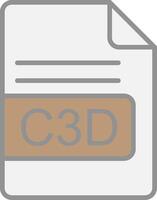 c3d archivo formato línea lleno ligero icono vector