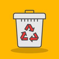 Recycle Bin Filled Shadow Icon vector