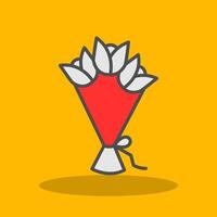 mano ramo de flores lleno sombra icono vector