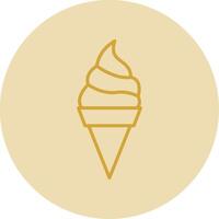 Ice Cream Line Yellow Circle Icon vector