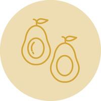 Avocado Line Yellow Circle Icon vector