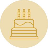 Cake Line Yellow Circle Icon vector