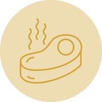 Steak Line Yellow Circle Icon vector