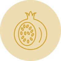 Pomegranate Line Yellow Circle Icon vector