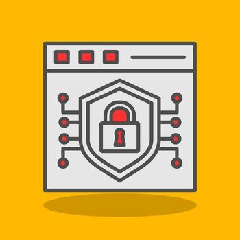 Secure Browser Filled Shadow Icon vector