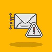 Warning Mail Filled Shadow Icon vector