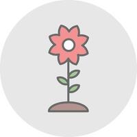 flor línea lleno ligero icono vector