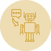 Robot Line Yellow Circle Icon vector