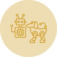 Robot Line Yellow Circle Icon vector