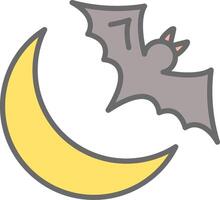 Halloween Moon Line Filled Light Icon vector