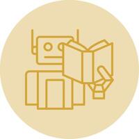 Robot Line Yellow Circle Icon vector