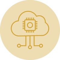 Cloud Computing Line Yellow Circle Icon vector