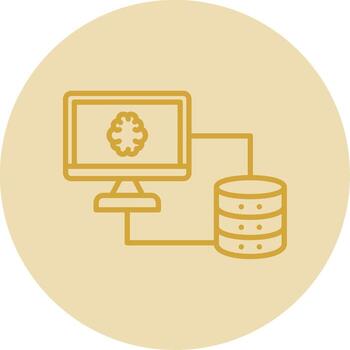 Database Line Yellow Circle Icon vector