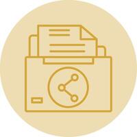 Sharing File Line Yellow Circle Icon vector