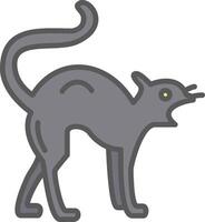 Black Cat Line Filled Light Icon vector