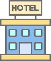 hotel línea lleno ligero icono vector