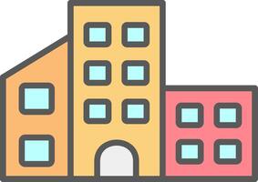 edificio línea lleno ligero icono vector