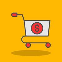 Shopping Cart Filled Shadow Icon vector