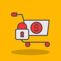 Secure OnFilled Shadow Shopping Filled Shadow Icon vector