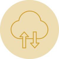 Cloud Data Transfer Line Yellow Circle Icon vector