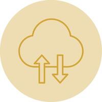 Cloud Data Transfer Line Yellow Circle Icon vector