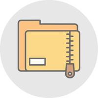 Zip Folder Line Filled Light Icon vector