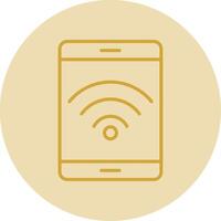 Wifi línea amarillo circulo icono vector