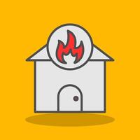 hogar fuego lleno sombra icono vector