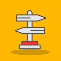Signpost Filled Shadow Icon vector