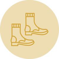 botas línea amarillo circulo icono vector